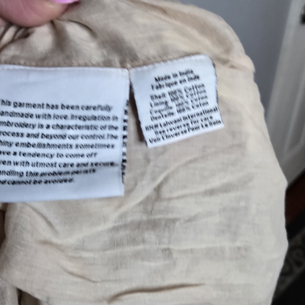 Anthropologie Hemant & Nandita‎ Pixie Boho Printed Fringe Long Maxi Dress Large - Picture 10 of 12